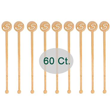 Imagem de Sansnow Bamboo Coffe Stirrers, Disposable Drink Stir Sticks, Letter S Pattern Stirring 60 Counts, 6.9"(S)