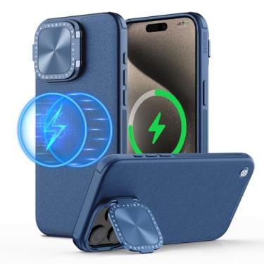 Imagem de Nillkin Capa para iPhone 15 Pro Max, capa de couro vegano compatível com MagSafe, suporte embutido, proteção de câmera atualizada, capa protetora de telefone à prova de choque para iPhone 15 Pro Max,