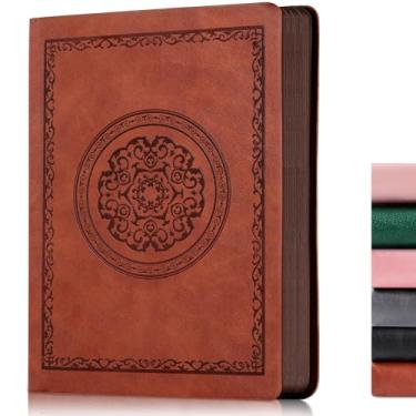 Imagem de Fetinar Caderno pontilhado de couro com 300 páginas, caderno pontilhado de couro macio para mulheres e homens, caderno de 300 páginas para viagens, negócios, trabalho, escritório, anotações escolares,