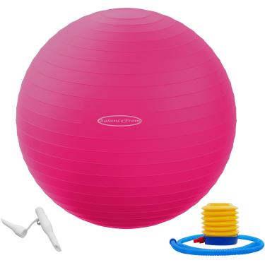 Imagem de Bola de Exercícios BalanceFrom Antiestouro e Antiderrapante com Bomba Rápida, Capacidade de 900 kg (58-65 cm, G, Rosa)