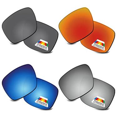 Imagem de Bwake Lentes de substituição para óculos de sol Oakley Holbrook XL OO9417 - preto + prata + azul gelo + vermelho fogo polarizado