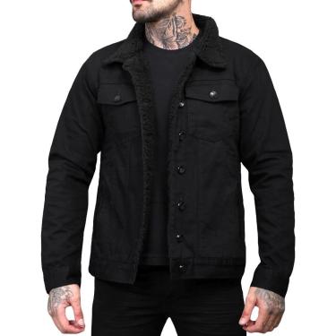 Imagem de Jaqueta Trucker Sherpa Forro Pelinho Masculina Preta Forrada-Masculino