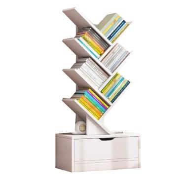 Imagem de Estante de livros independente, prateleira de árvore com armário, estante aberta industrial, prateleiras de exibição de chão, estantes utilitárias, organizador para livros, CDs, plantas