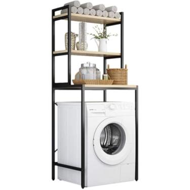 Imagem de Rack de armazenamento para máquina de lavar, sobre a prateleira de armazenamento do banheiro Toalheiro ajustável para lavanderia Estantes Espaço Planta Sala de estar, 2 camadas