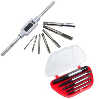 Imagem de Kit Saca Extrator Parafuso Quebrado Macho Rosca Espanado + Chave