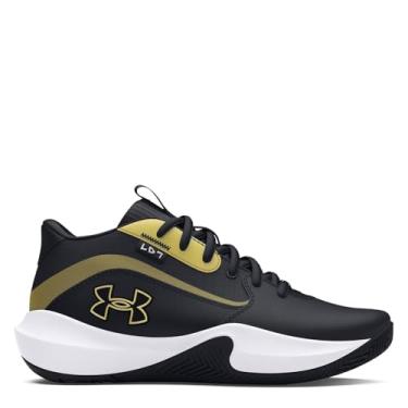 Imagem de Under Armour Tênis de basquete infantil Grade School Lockdown 7, (001) Preto/Preto/Ouro Metálico, 18