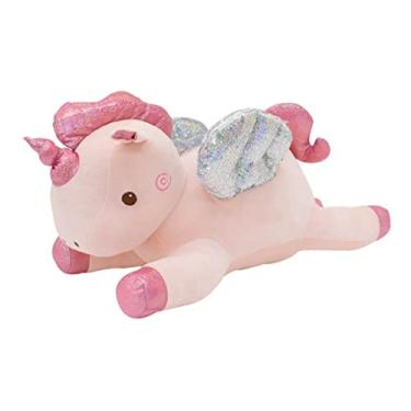 Imagem de Unicórnio Deitado Asas Lantejoulas 50cm - Pelúcia