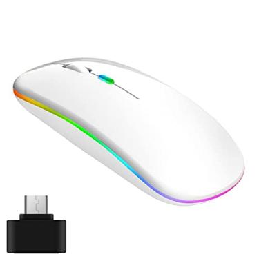 Imagem de Mouse óptico sem fio 2.4G+BT3.0+BT5.2 Conexão de três modos Mouse ergonômico mudo Bateria de 500mAh integrada para PC Laptop Branco