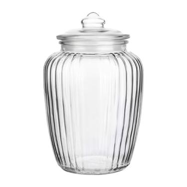 Imagem de DimyFew Grande Jarra de Vidro Hermética para Alimentos Decorativa Multiuso 2000ml Chá Lata de Biscoitos para Biscoitos Temperos Grãos de Café, Listras Verticais, Tamanho real