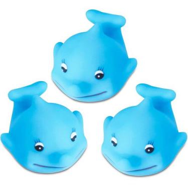 Imagem de Kit 3 Golfinhos de Borracha Para Banho Piscina Bebê Infantil - Bee Toy