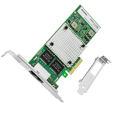 Imagem de Placa de rede Gigabit, adaptador Ethernet de cobre RJ45 de duas portas, com chip Intel I350-T2, placa de rede PCI-Express v2.1 X4 compatível com Windows/Windows Server/Linux/VMware. Compare com Intel