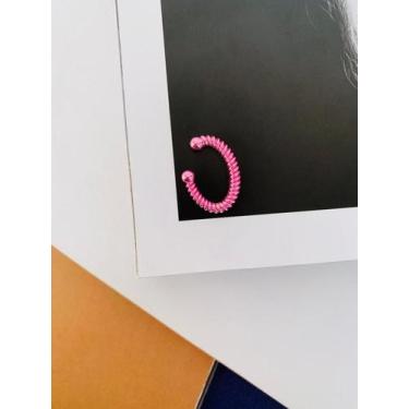 Imagem de Piercing fake de orelha oval Rosa e Dourado Folheado - Dondocas.Bijus