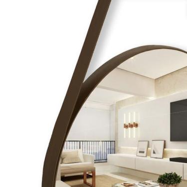 Imagem de Espelho Decorativo Redondo 60cm com Alça - Ornamo Decor, Caramelo