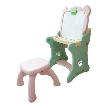 Imagem de Mesa didática infantil 2 em 1 c lousa magnética canetas rosa - Importw