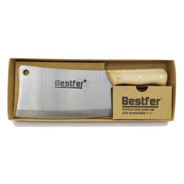 Imagem de Cutelo em Aço Manganês Cabo Madeira 7" Full Tang Resistente - Bestfer