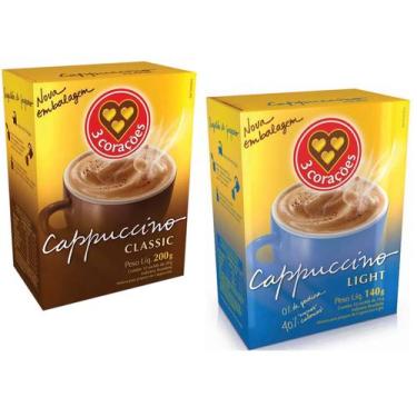 Imagem de Kit Cappuccino Classic + Light 3 Corações - 80 Sachê - 3 Coracoes