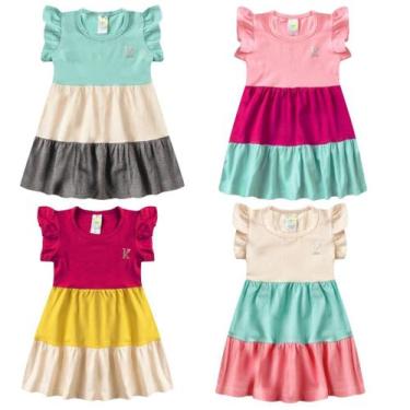Imagem de 4 Vestido Verão Menina Rodado 3 Marias Roupa criança Feminino Infantil