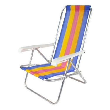 Imagem de Cadeira Reclinável 4 Posições Praia Estampas Sortidas - Belfix, Branco