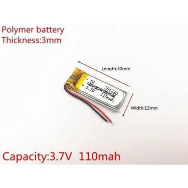 Imagem de Bateria 3,7v 110mah 3mm X 12mm X 30mm  C/2 Fios Gr - KMIG