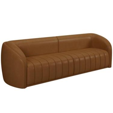 Imagem de Sofá 4 Lugares Para Sala 292cm Lazio M03 material sintético Whisky - L