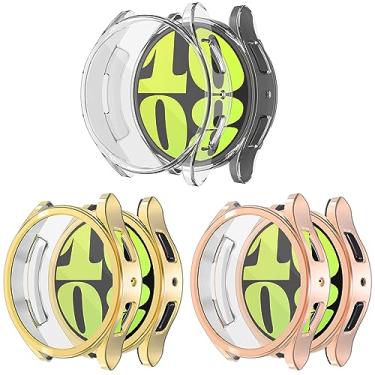 Imagem de Compatível com Samsung Galaxy Watch 6 de 44 mm e 40 mm, capa protetora de TPU macio com proteção total, capa protetora antiarranhões para mulheres e homens (44 mm, pacote com 3)
