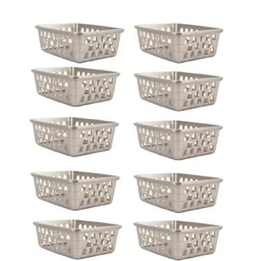 Imagem de Kit 10 Cestos Multiuso Organizador Médio Cinza 20x15,5x6,5Cm - 123 Org