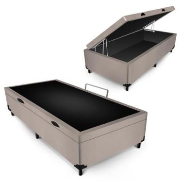 Imagem de Box Baú Max Ultra Suede Bege Solteiro 88x188x42cm - MAXPUMA
