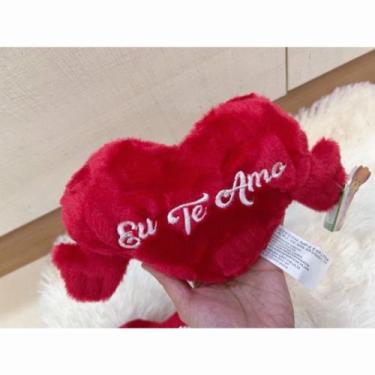 Imagem de Coração de Pelúcia Almofada 24cm (FE7199)Com Mãos Eu Te Amo Presente -