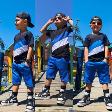 Imagem de Short e Blusa Infantil Juvenil Menino Jovem - ModaemMovimento, Preto, 