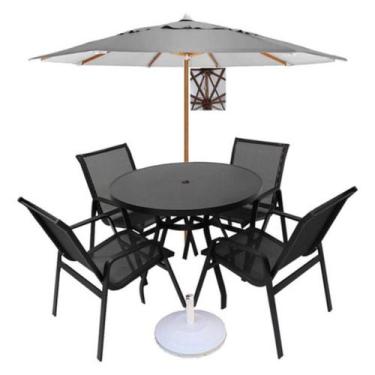 Imagem de Conjunto de Mesa 4 Cadeiras Alumínio para Piscina Guarda Sol - Nossa K