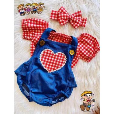 Imagem de Jardineira Body Romper Baby Festa Pascoa Baby Xadrez - Mimos da Babih,