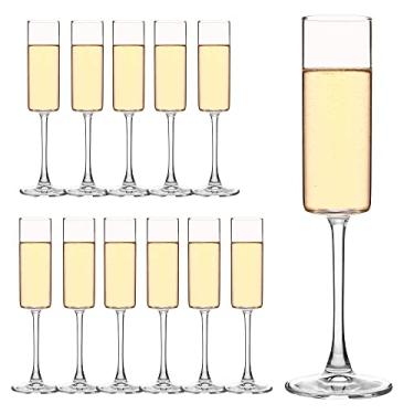 Imagem de YARYOUNG Conjunto de 12 taças quadradas de champanhe, capacidade de 170 g, vidro transparente premium