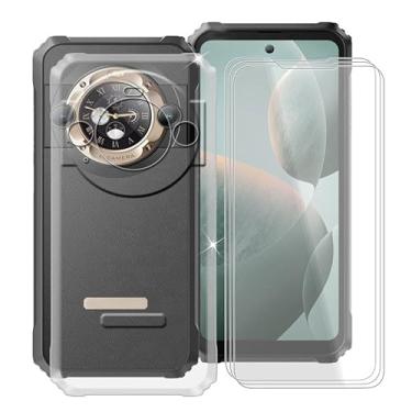 Imagem de HGJTFANY Capa de telefone para Blackview BL9000 Pro (6,7 polegadas) com 3 películas de vidro temperado, [anti-amarelo X à prova de choque] Capa amortecedora de TPU macio transparente para Blackview