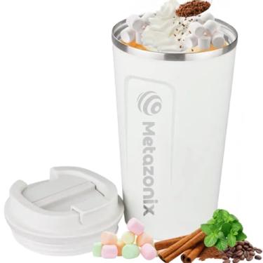 Imagem de Metazonix - Caneca de café de viagem - Caneca de café de aço inoxidável de 500 ml - Caneca de viagem à prova de vazamento - Caneca de café isolada com tampa - Copo de café de viagem - Livre de BPA