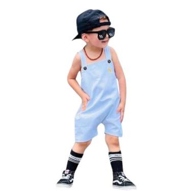 Imagem de Jardineira Jeans Bebê e Infantil Bordado e Botões em Madeira - Patrulh