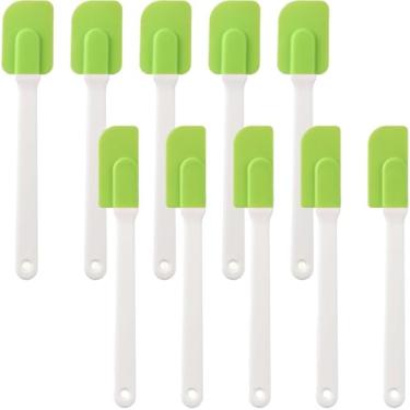 Imagem de 10 Pcs Espátulas de silicone Espátulas de borracha Espátula resistente ao calor Espátula de alta temperatura para serviço pesado Conjunto comercial de espátulas de (Verde)