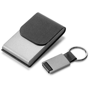 Imagem de Porta Cartões de Visita e Chaveiro Elegance TopGet, Preto e Cinza