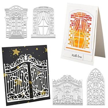 Imagem de ORIGACH 4 peças moldura de porta janela fundo de renda cortes de matriz molde de estêncil em relevo para bricolage álbum de scrapbooking decorativo fabricação de cartões