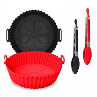 Imagem de Forma de Silicone para Air Fryer, 16cm, com Pegador de Inox 25cm, Kit Sortido