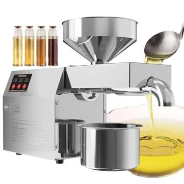 Imagem de Prensa Óleo Aço Inoxidável Doméstico, Máquina Prensa Óleo Automática, fabricante de óleo elétrico com configurações de temperatura ajustáveis, Extrator De Óleo De Nozes Frio/Quente