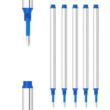 Imagem de Refil espiral DunBong, refil de esferas esferográficas de tinta de gel substituíveis, pacote com 5, ponta média de 0,5 mm, refil de esferas rosqueadas, Azul