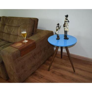 Imagem de Mesa Lateral Tampo Laqueado Para Sala Tampo 40 cm Tripé Pés Palito - A