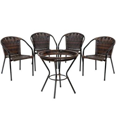 Imagem de Jogo 4 Cadeiras Biquini com Mesa Alta com Borda Para Área Gourmet, Edí