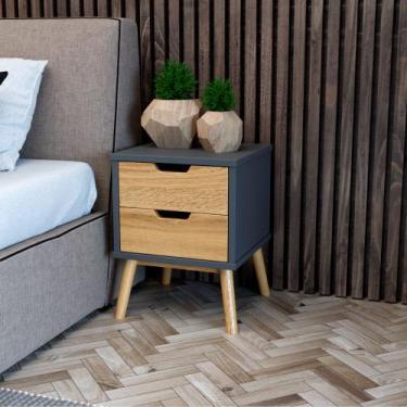 Imagem de Mesa de Cabaceira 2 Gavetas em Madeira Belize Cinza - Straub Web
