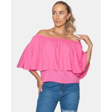 Imagem de Blusa Ombro a Ombro Cigana de Viscose - LE JULIE, Pink, P