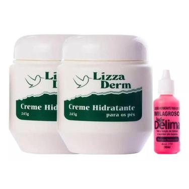 Imagem de Kit 2 Creme Hidratante para os Pés Lizza Derm  + 1 Loção Milagroso Del