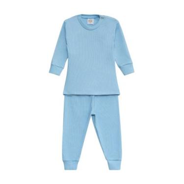 Imagem de Pijama infantil manga longa em ribana  - EGE BABY, Azul, 1