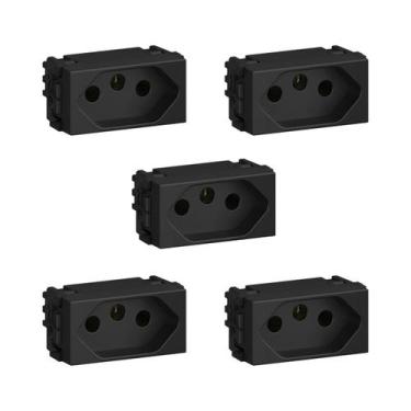 Imagem de Kit 5 Módulo Tomada 2p+t 20a Refinatto Weg Preto