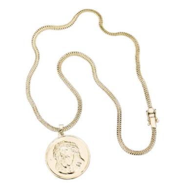 Imagem de Corrente Grumet Lacraia Lateral 5mm Pingente Medalha Redonda - A.R Var