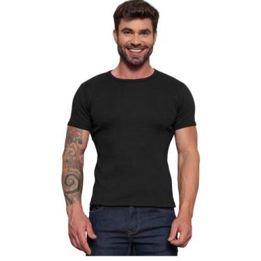 Imagem de Camiseta Canelada Agodão Gringa Americana Slim Baby Look Masculina - K